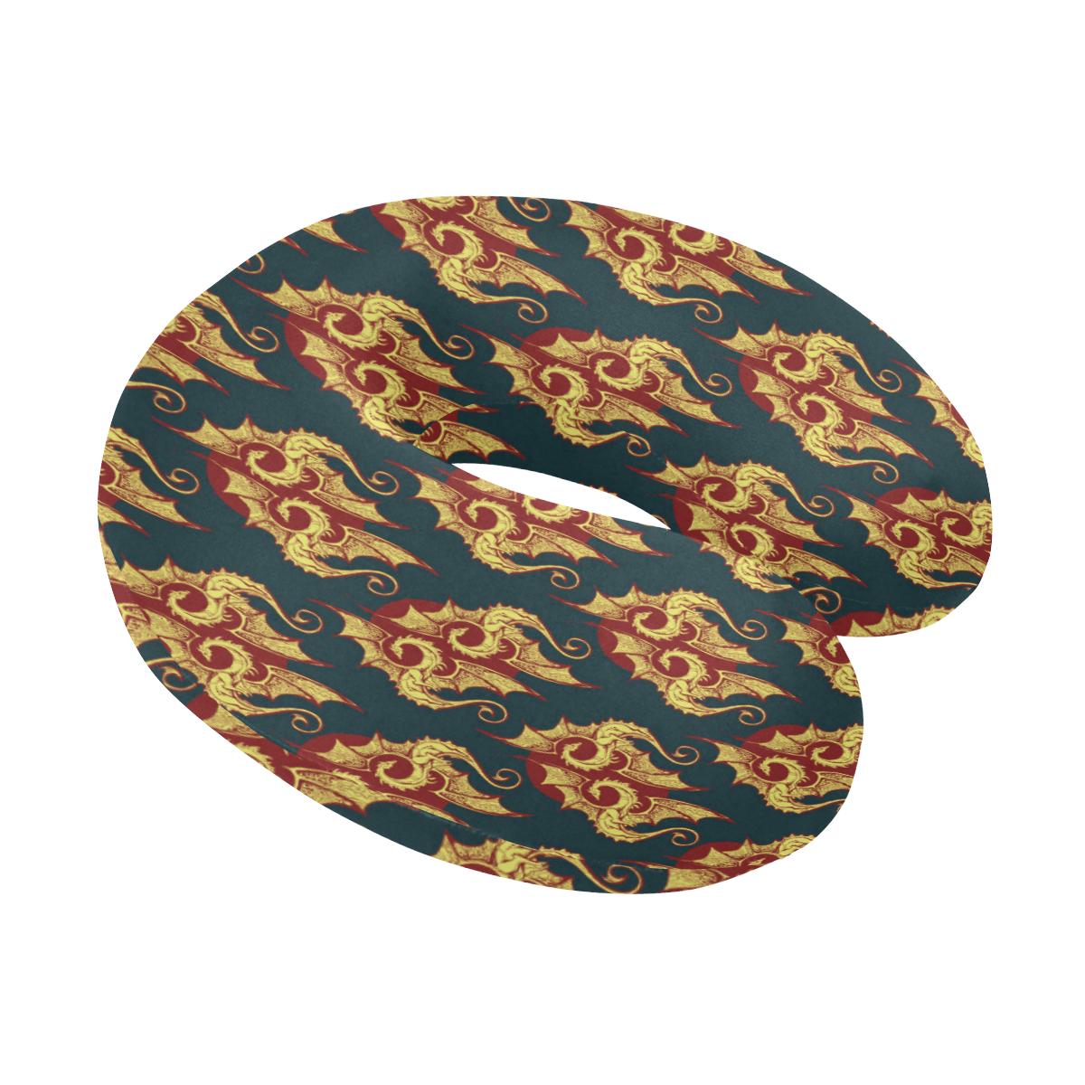 Dragons Gold Design Pattern U-Shaped Travel Neck Pillow-JTAMIGO.COM