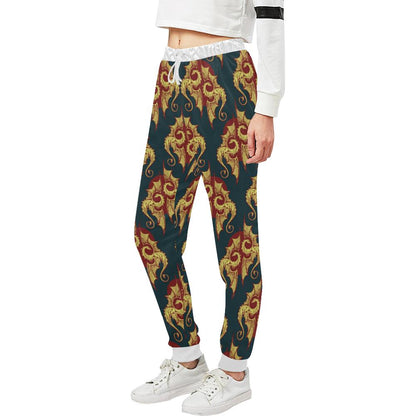 Dragons Gold Design Pattern Unisex Casual Sweatpants (Model L11)-JTAMIGO.COM