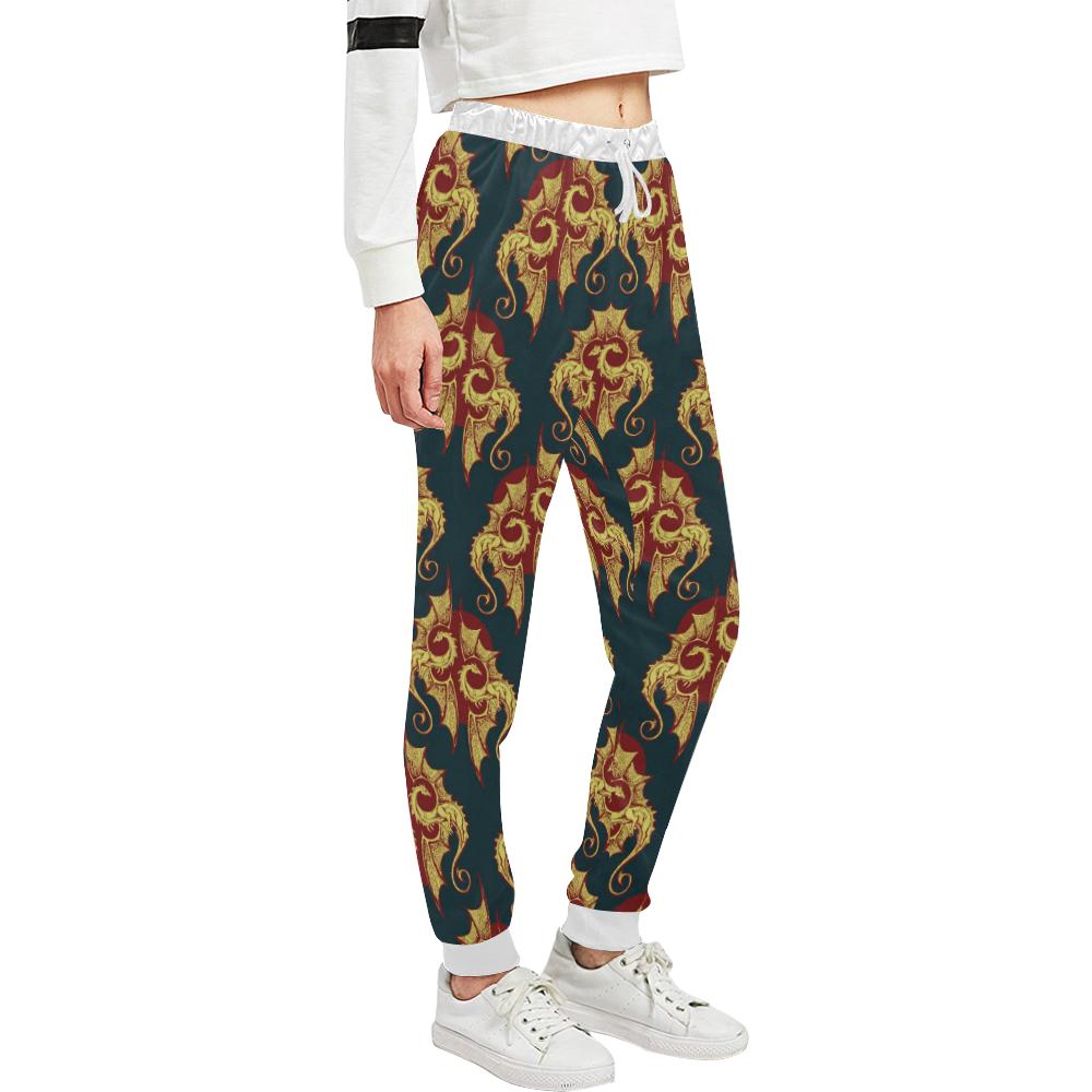 Dragons Gold Design Pattern Unisex Casual Sweatpants (Model L11)-JTAMIGO.COM