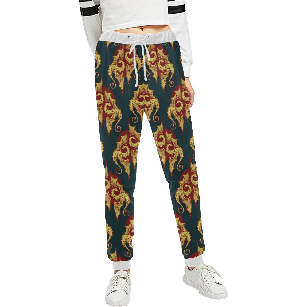 Dragons Gold Design Pattern Unisex Casual Sweatpants (Model L11)-JTAMIGO.COM