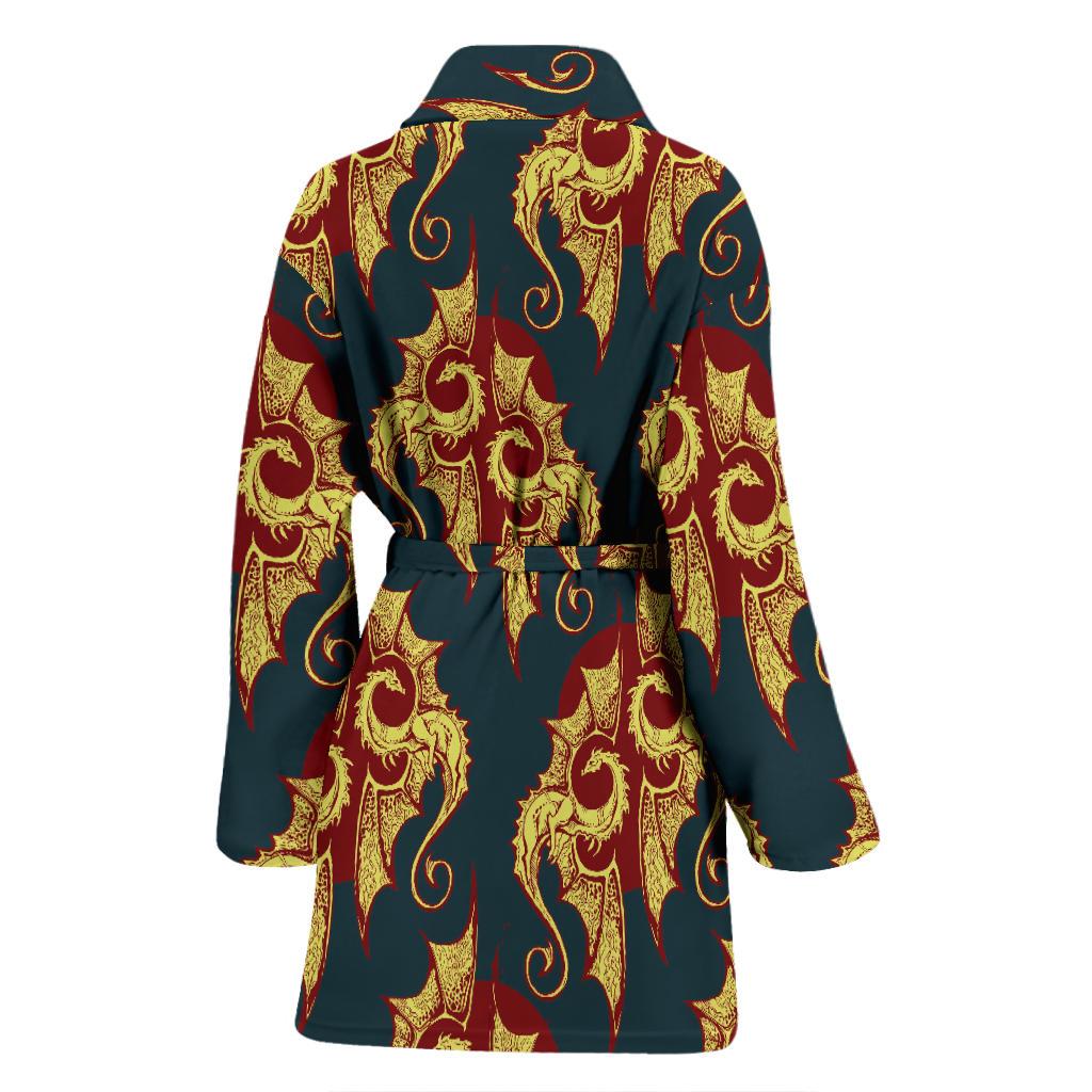 Dragons Gold Design Pattern Women Bath Robe-JTAMIGO.COM
