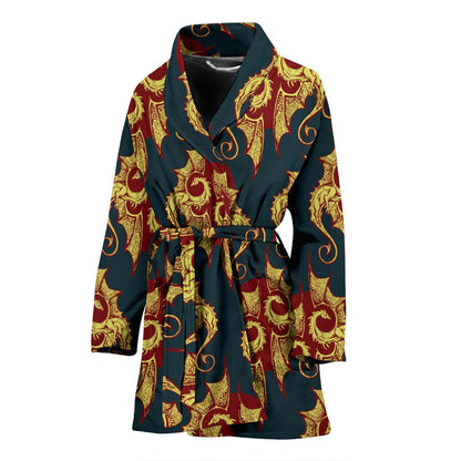 Dragons Gold Design Pattern Women Bath Robe-JTAMIGO.COM