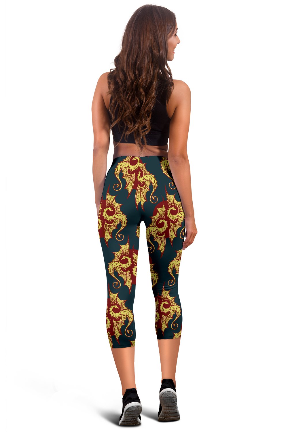 Dragons Gold Design Pattern Women Capris