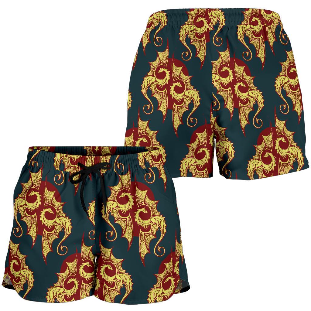 Dragons Gold Design Pattern Women Shorts-JTAMIGO.COM