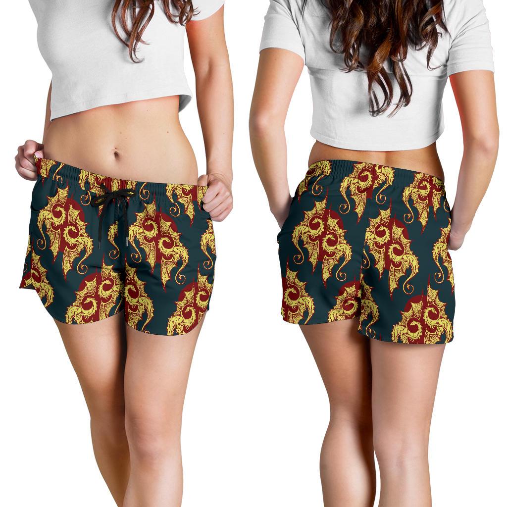 Dragons Gold Design Pattern Women Shorts-JTAMIGO.COM