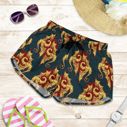 Dragons Gold Design Pattern Women Shorts-JTAMIGO.COM