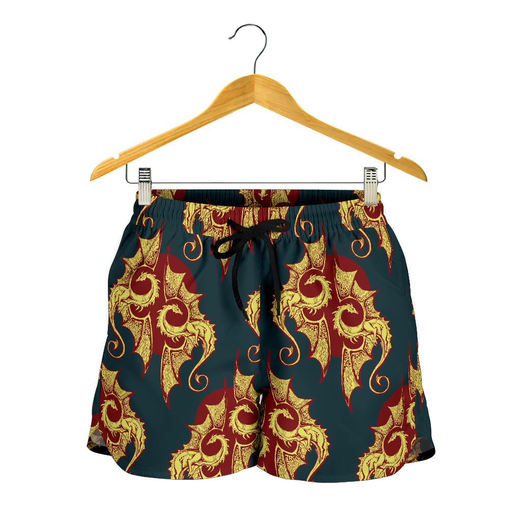 Dragons Gold Design Pattern Women Shorts-JTAMIGO.COM
