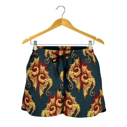 Dragons Gold Design Pattern Women Shorts-JTAMIGO.COM