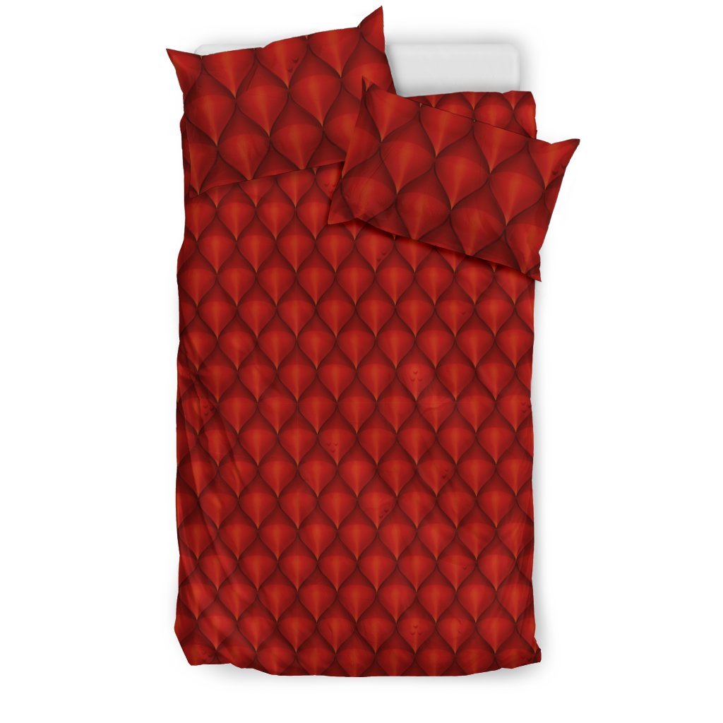 Dragons Red Skin Texture Duvet Cover Bedding Set