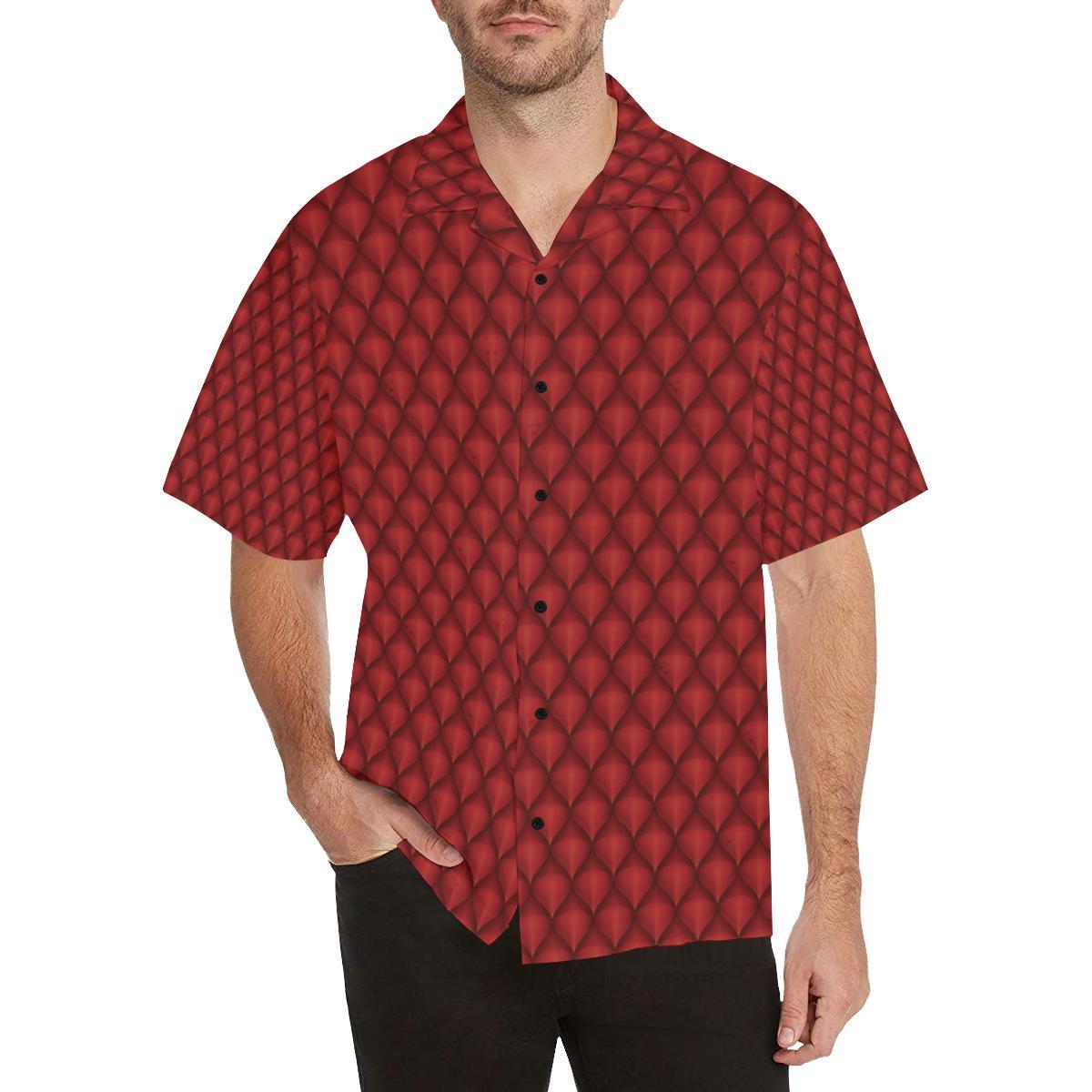 Dragons Red Skin Texture Men Aloha Hawaiian Shirt