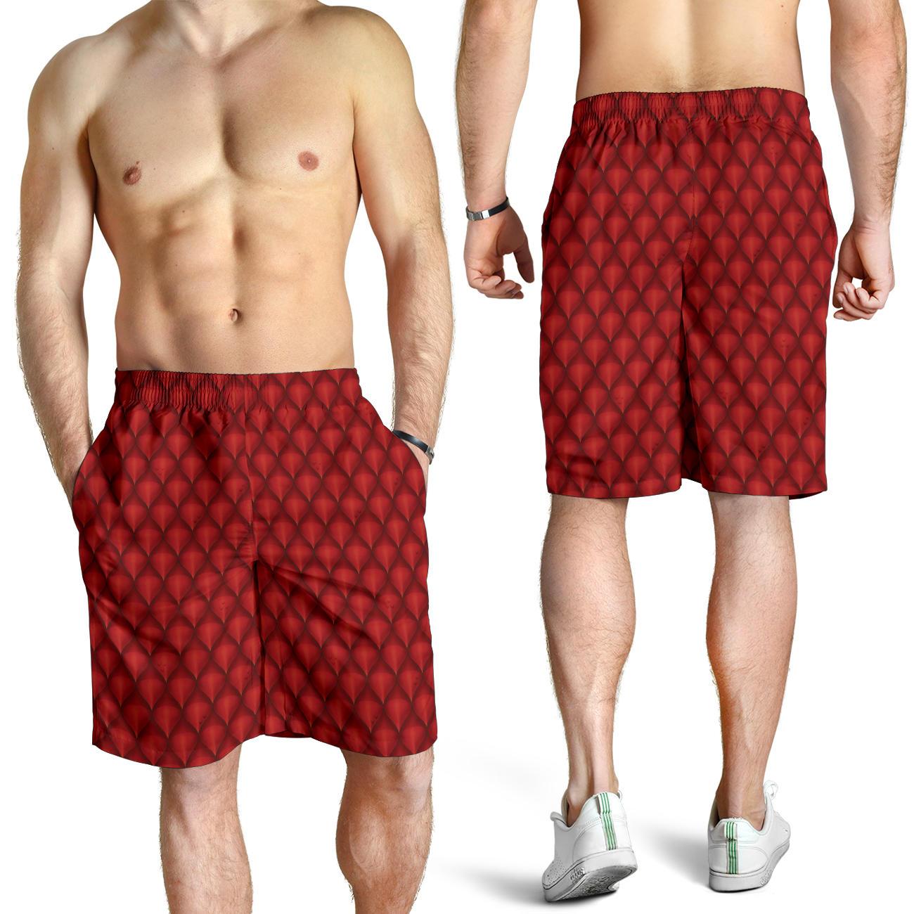 Dragons Red Skin Texture Mens Shorts-JTAMIGO.COM