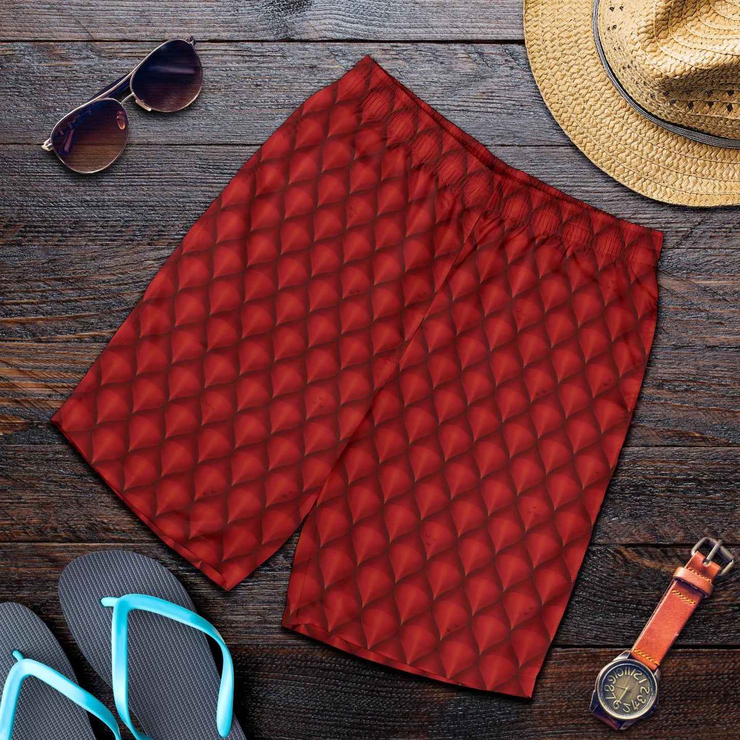 Dragons Red Skin Texture Mens Shorts-JTAMIGO.COM