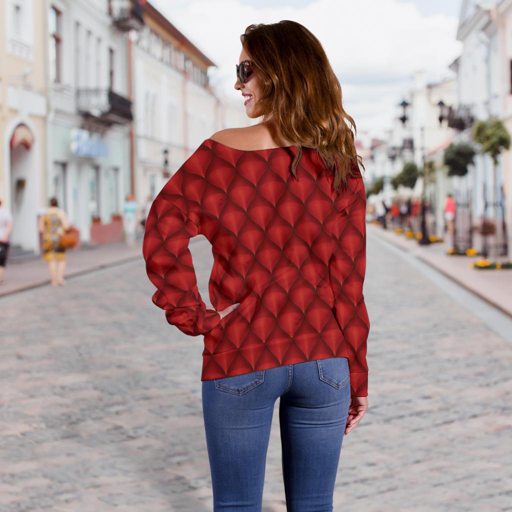 Dragons Red Skin Texture Off Shoulder Sweatshirt