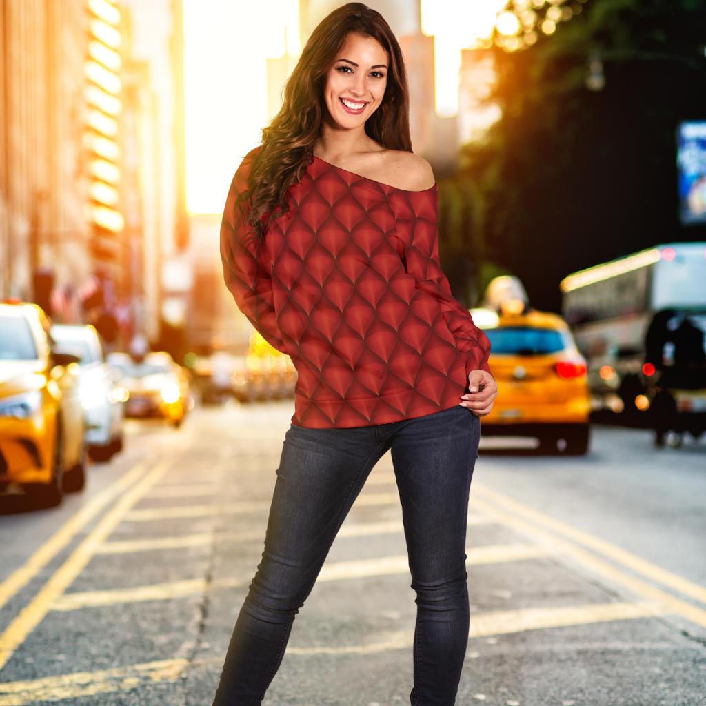 Dragons Red Skin Texture Off Shoulder Sweatshirt