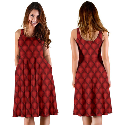 Dragons Red Skin Texture Sleeveless Dress