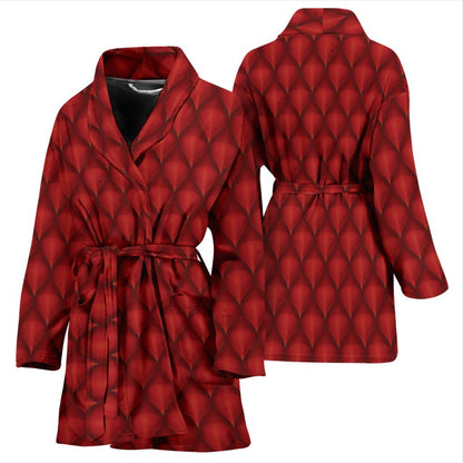 Dragons Red Skin Texture Women Bath Robe-JTAMIGO.COM