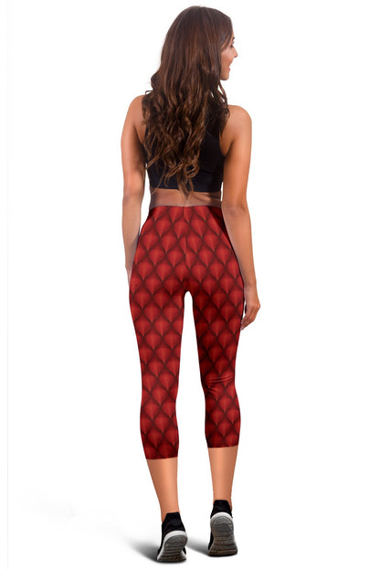 Dragons Red Skin Texture Women Capris