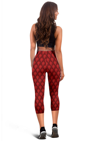 Dragons Red Skin Texture Women Capris