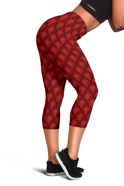 Dragons Red Skin Texture Women Capris