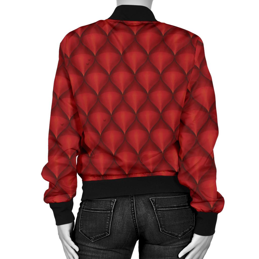 Dragons Red Skin Texture Women Casual Bomber Jacket