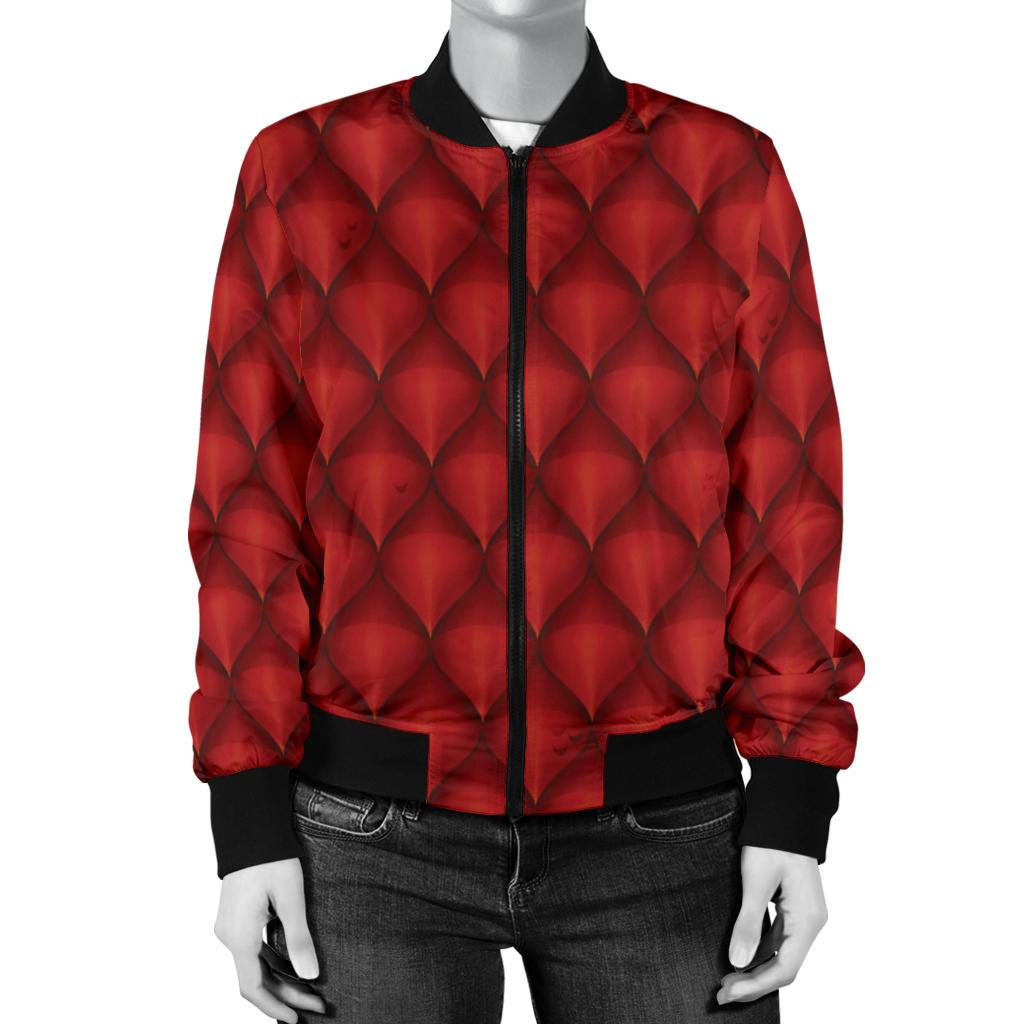 Dragons Red Skin Texture Women Casual Bomber Jacket