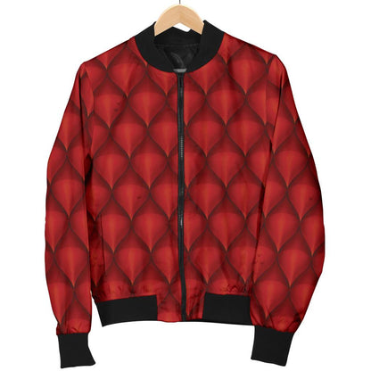 Dragons Red Skin Texture Women Casual Bomber Jacket