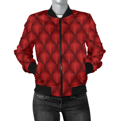Dragons Red Skin Texture Women Casual Bomber Jacket