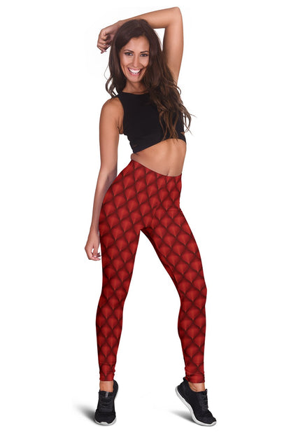 Dragons Red Skin Texture Women Leggings