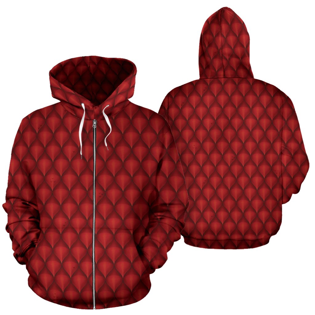 Dragons Red Skin Texture Zip Up Hoodie