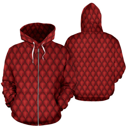 Dragons Red Skin Texture Zip Up Hoodie
