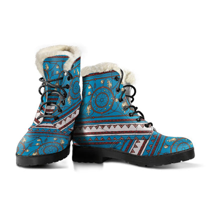 Dream catcher aztec Faux Fur Leather Boots-JTAMIGO.COM
