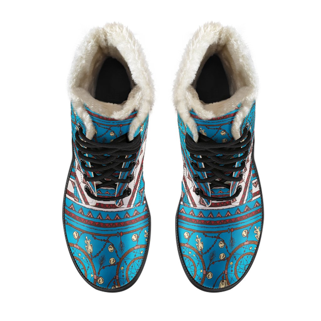 Dream catcher aztec Faux Fur Leather Boots-JTAMIGO.COM