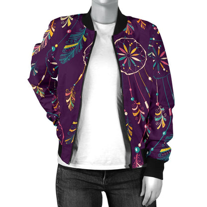 Dream Catcher Boho Design Women Casual Bomber Jacket