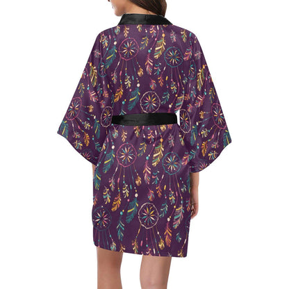 Dream Catcher Boho Design Women Short Kimono Robe