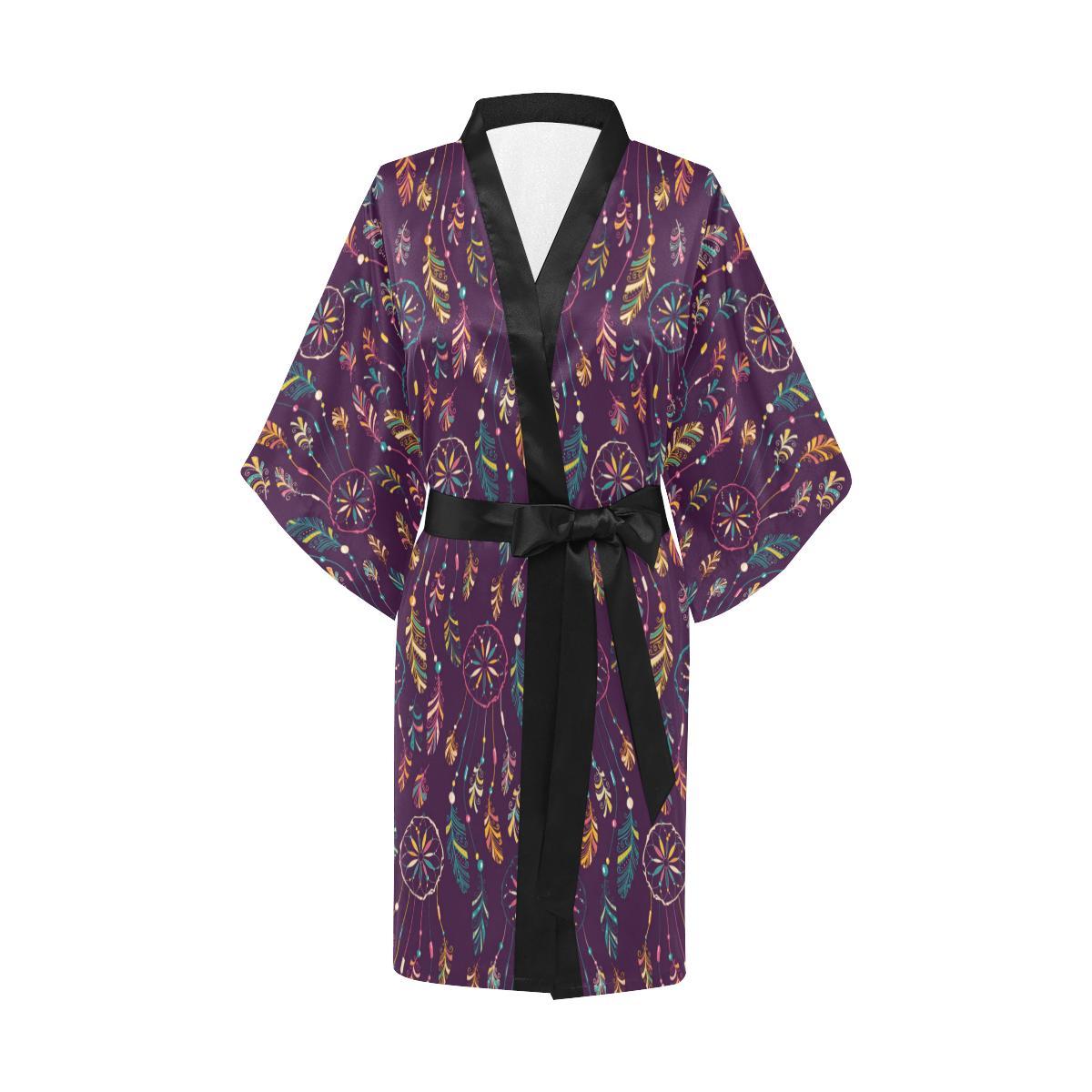 Dream Catcher Boho Design Women Short Kimono Robe
