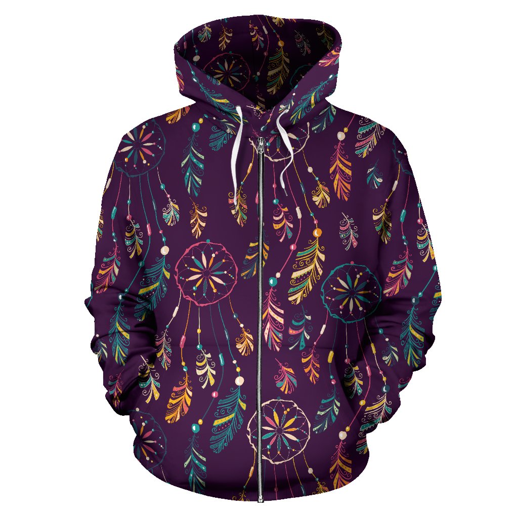 Dream Catcher Boho Design Zip Up Hoodie