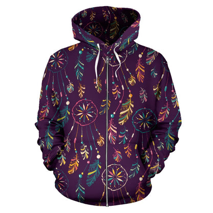 Dream Catcher Boho Design Zip Up Hoodie