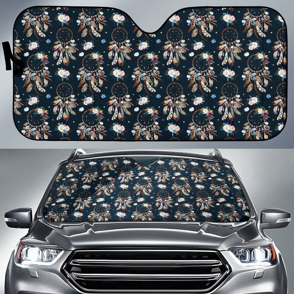 Dream Catcher Boho Floral Style Car Sun Shade For Windshield