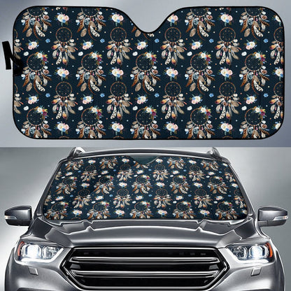 Dream Catcher Boho Floral Style Car Sun Shade For Windshield