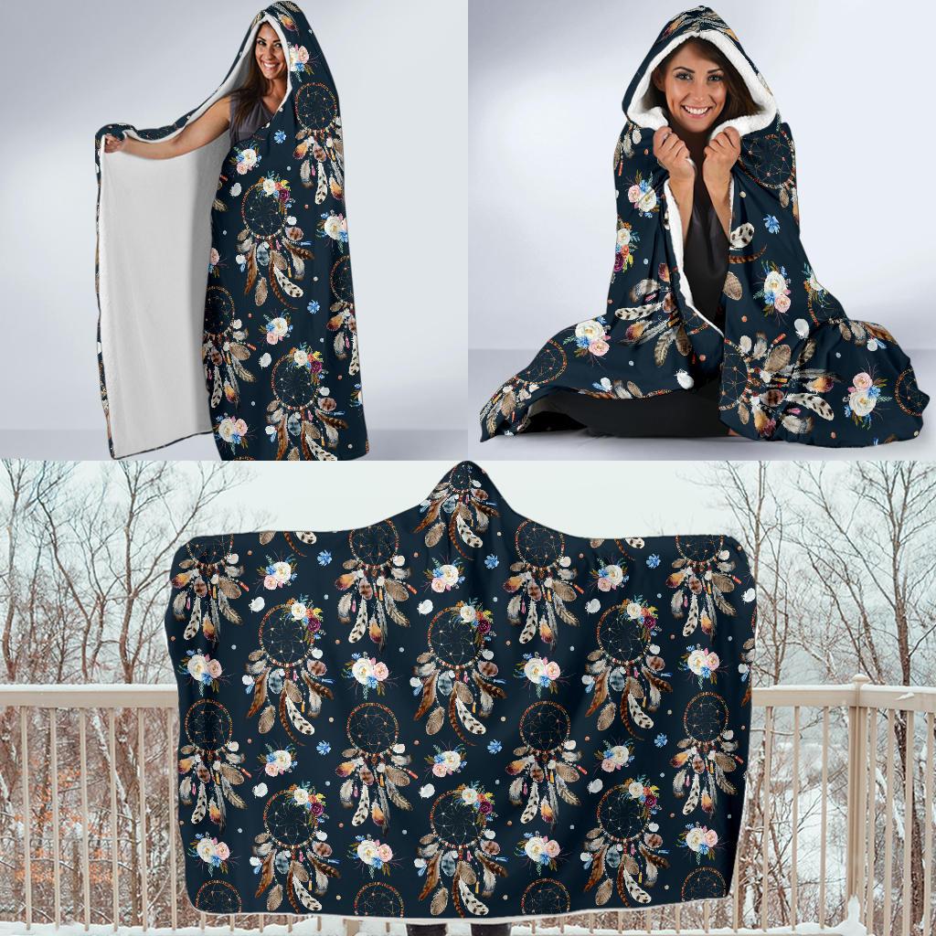 Dream Catcher Boho Floral Style Hooded Blanket-JTAMIGO.COM