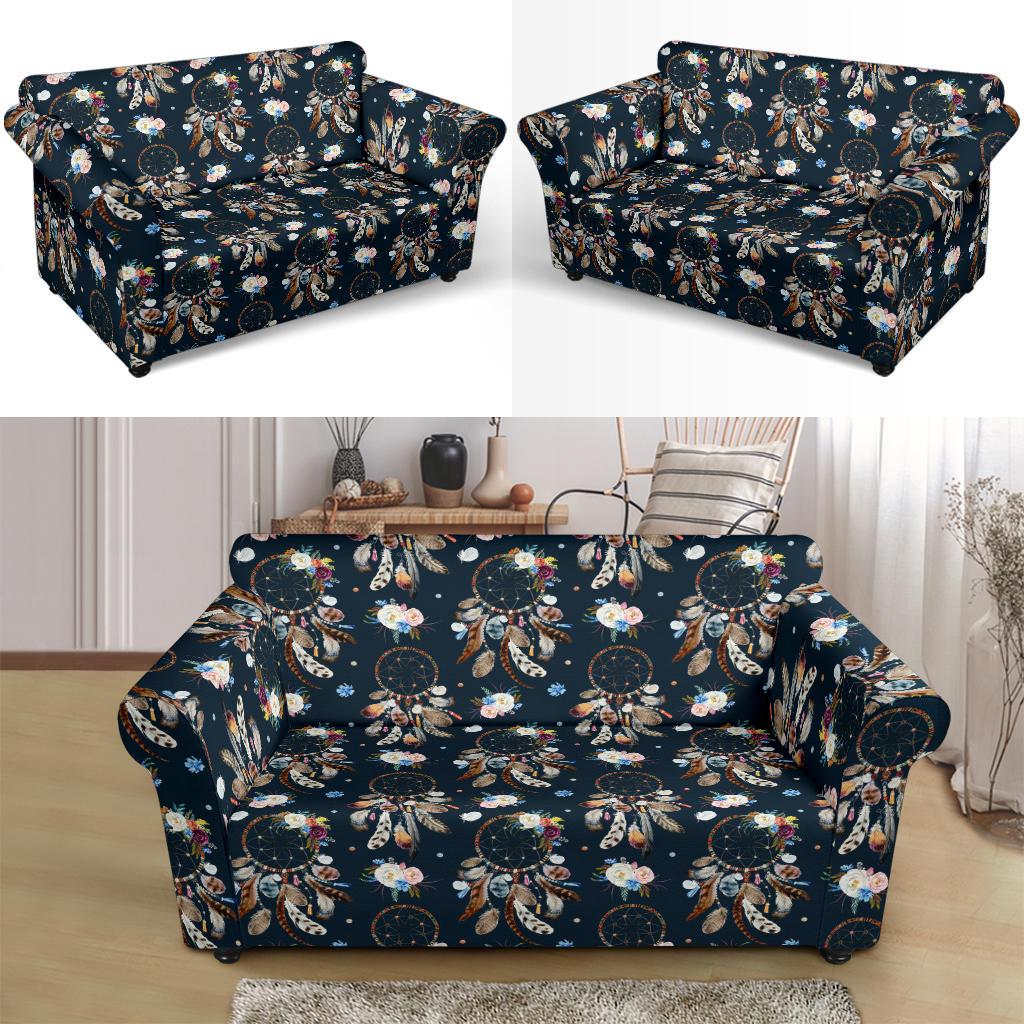 Dream Catcher Boho Floral Style Loveseat Slipcover-JTAMIGO.COM