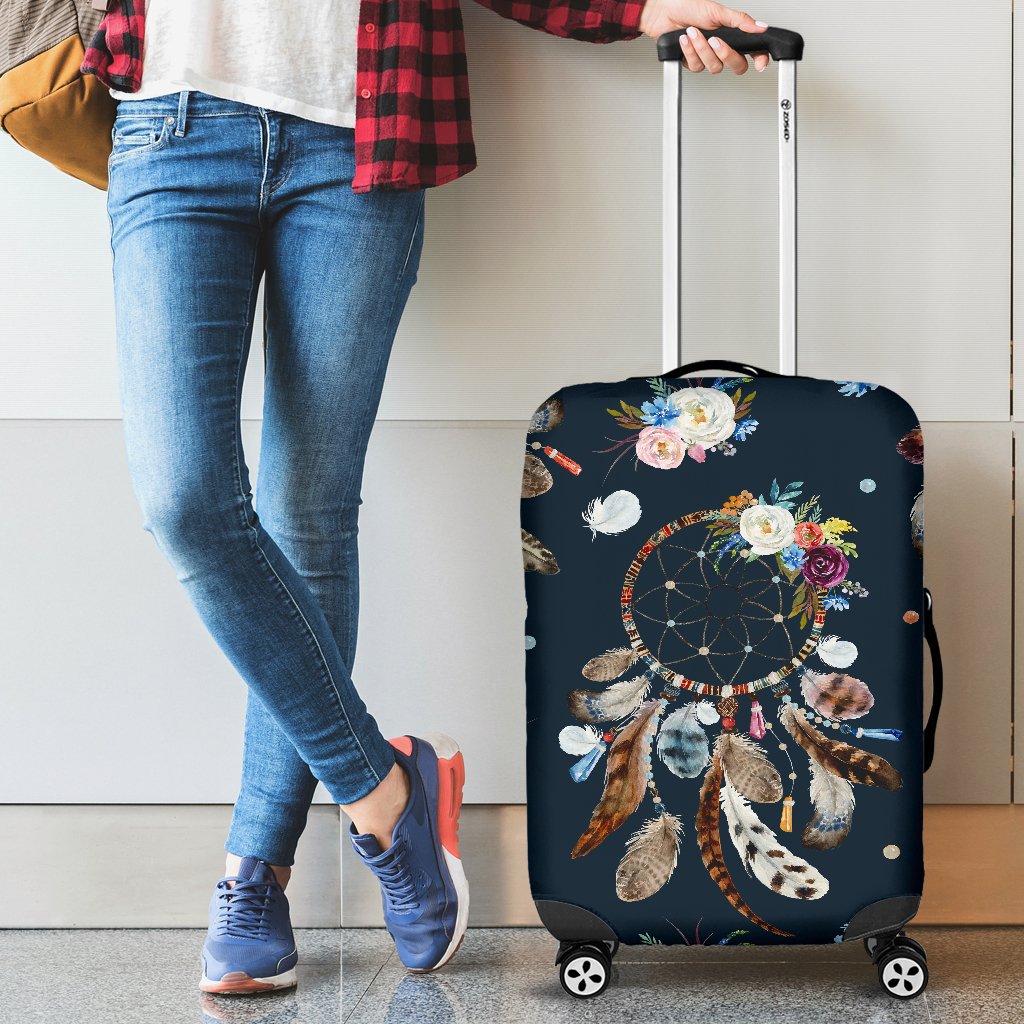 Dream Catcher Boho Floral Style Luggage Cover Protector