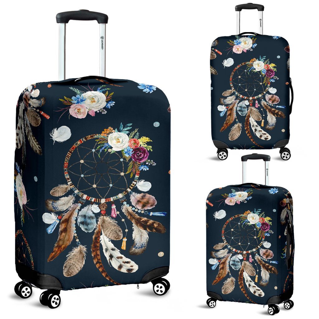 Dream Catcher Boho Floral Style Luggage Cover Protector