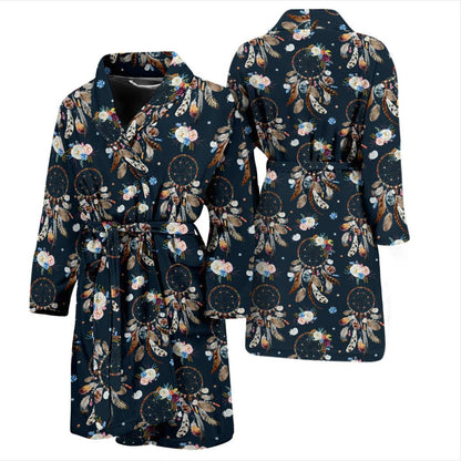 Dream Catcher Boho Floral Style Men Bath Robe-JTAMIGO.COM