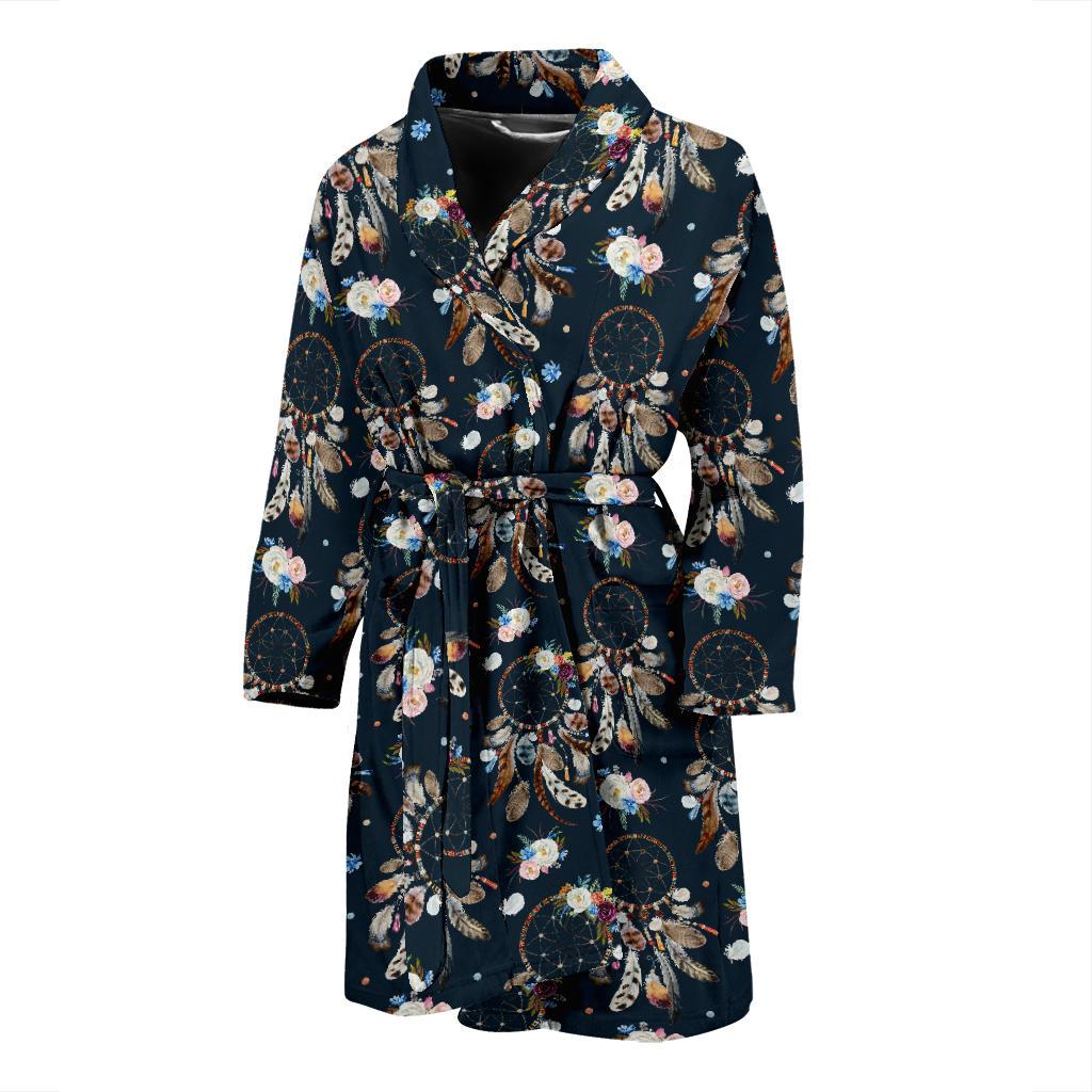 Dream Catcher Boho Floral Style Men Bath Robe-JTAMIGO.COM