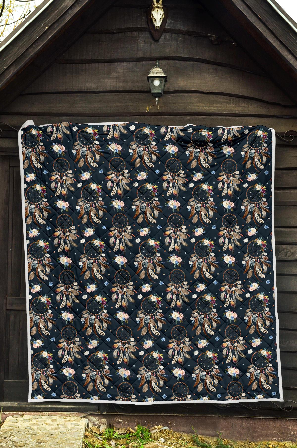 Dream Catcher Boho Floral Style Premium Quilt-JTAMIGO.COM