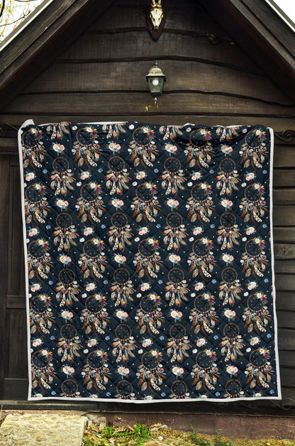 Dream Catcher Boho Floral Style Premium Quilt-JTAMIGO.COM