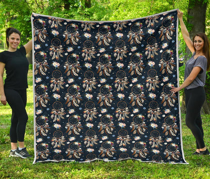 Dream Catcher Boho Floral Style Premium Quilt-JTAMIGO.COM