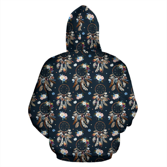 Dream Catcher Boho Floral Style Pullover Hoodie