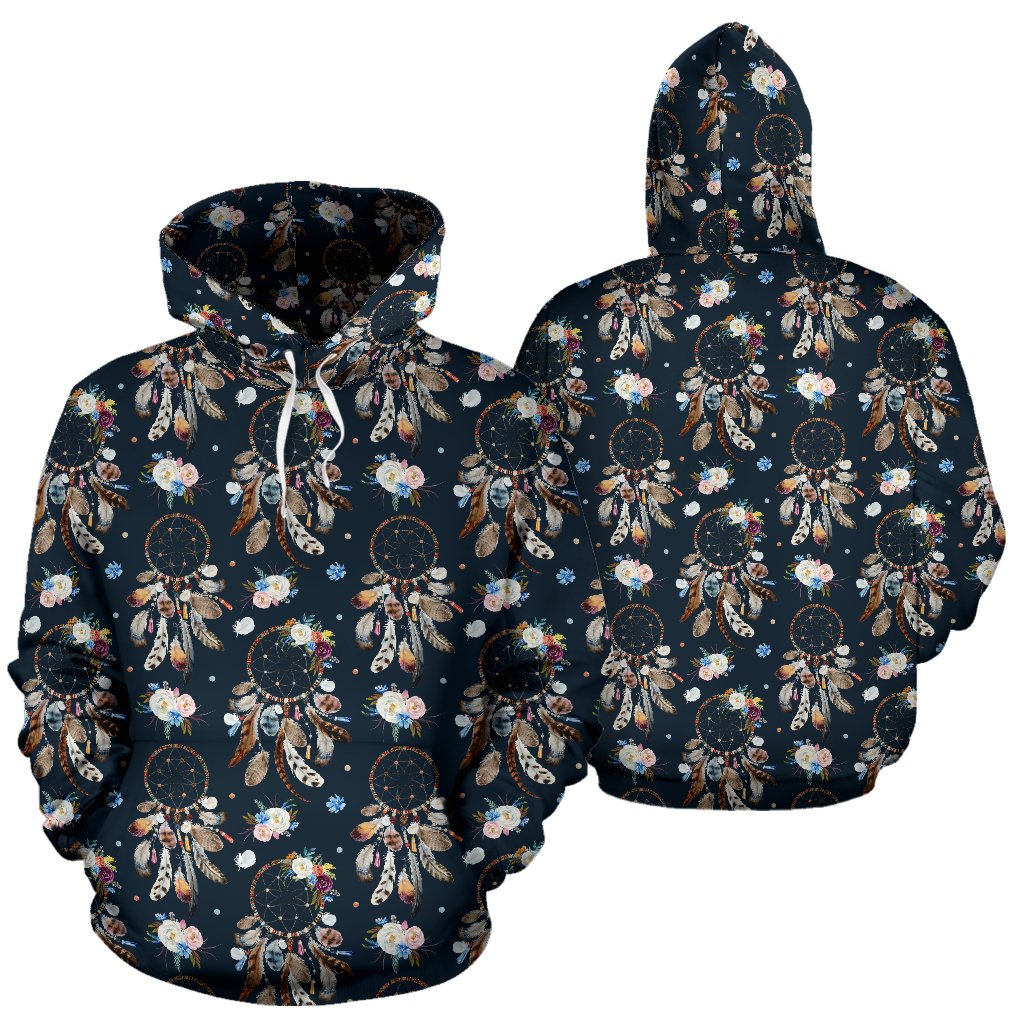Dream Catcher Boho Floral Style Pullover Hoodie